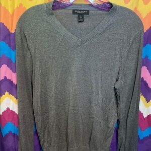 Banana Republic Gray V-Neck Sweater Timeless Knit